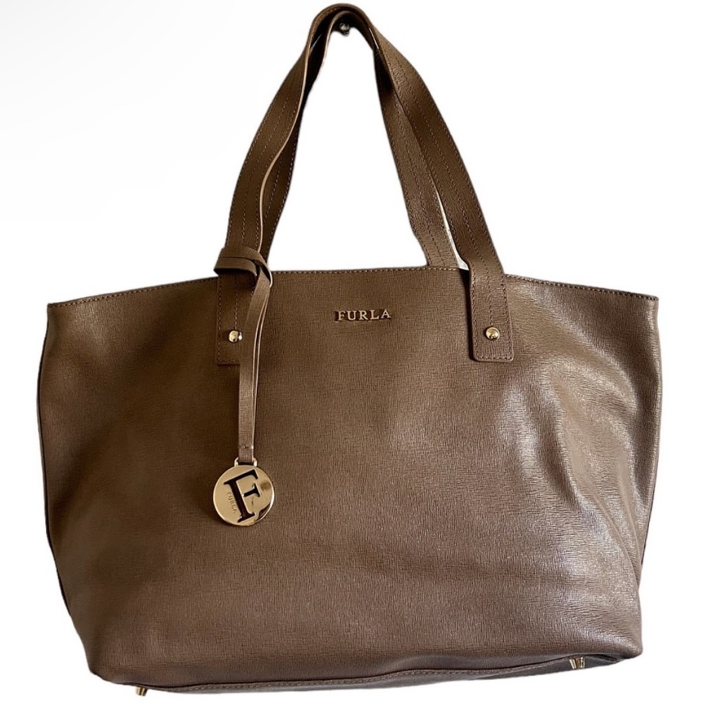 Furla Beige Leather Tote Bag